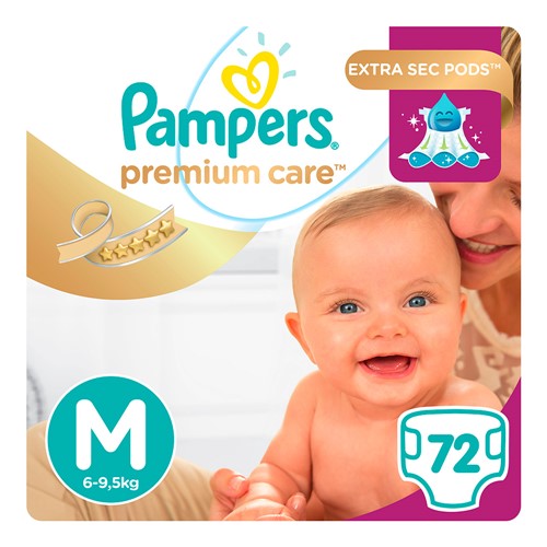 Fralda Pampers Premium Care Tamanho M Pacote Hiper com 72 Fraldas Descartáveis