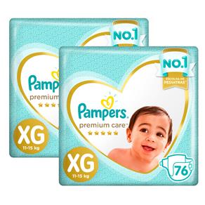 Fralda Pampers Premium Care Top XG - Kit com 152 Unidades