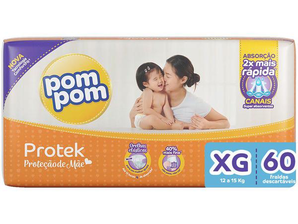 Fralda Pom Pom Proteção de Mãe Protek Tam. XG - 12 a 15kg 60 Unidades