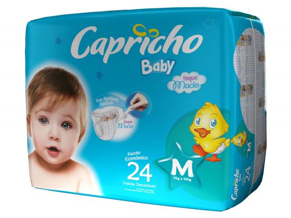Fraldas Capricho Baby Tam M 24 Unidades - com Indicador de Umidade