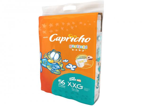 Fraldas Capricho Garfield Baby Tam XXG 56 Unidades - Indicador de Umidade e Tecnologia Respirável