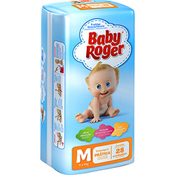 Fraldas Descartáveis Baby Roger Prática M - 28 Unidades