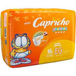 Fraldas Descartáveis Capricho Garfield Baby Prática Tamanho EG - 16 Unidades