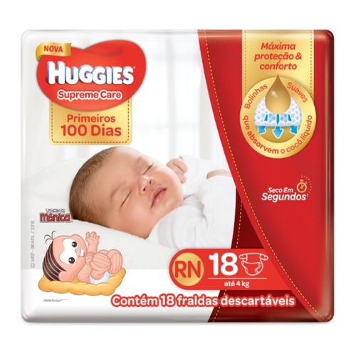 Tudo sobre 'Fraldas Descartáveis Huggies Sup Care Rn C/18'