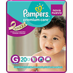 Fraldas Descartáveis Pampers Premium Care Pacotão Tamanho G - 20 Unidades