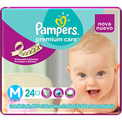 Fraldas Descartáveis Pampers Premium Care Pacotão Tamanho M - 24 Unidades