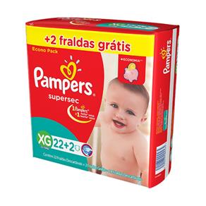 Fraldas Pampers Supersec XG - Pacotão - 22un. + 2un.