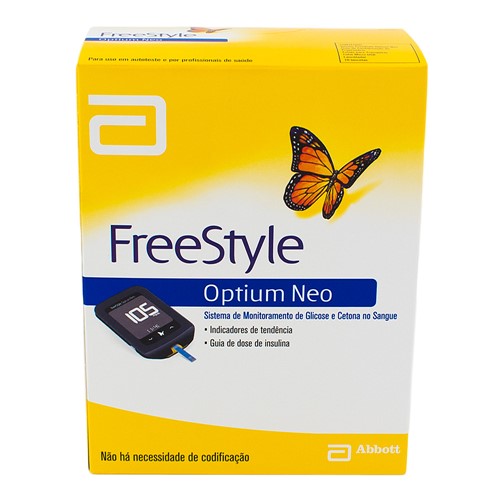 FreeStyle Optium Neo Kit Monitor de Glicemia com 1 Aparelho + 10 Lancetas + 1 Lancetador + Estojo + 1 Cabo Micro USB