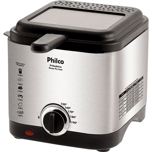 Fritadeira com Capacidade de 1,8L Philco Deep Fry Inox Prata/Preta 127V Philco