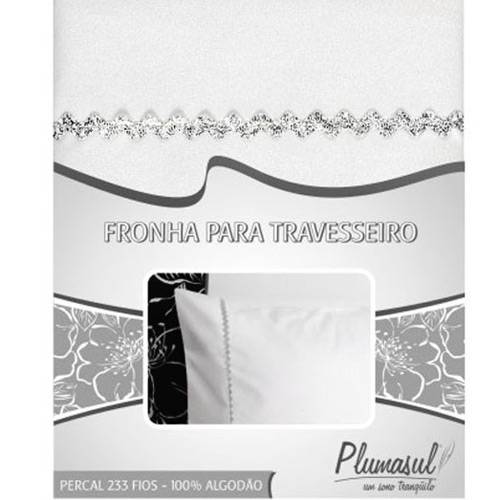 Fronha C/ Sianinha 50x70cm - Branco/Prata - Percal 233 Fios - Plumasul
