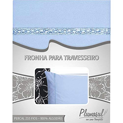 Fronha-Percal 233 Fios-Azul com Sianinha Azul-50X150