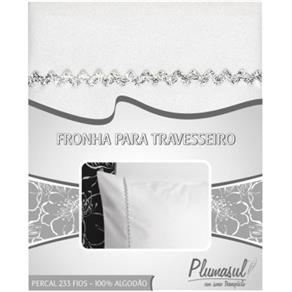 Fronha-Percal 233 Fios-Branca com Sianinha Prata-50X150