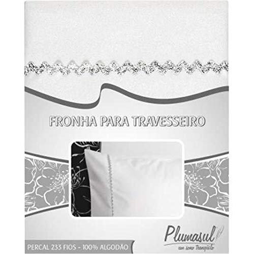 Fronha-Percal 233 Fios-Branca com Sianinha Prata-50X70