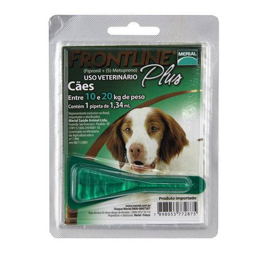 Frontline Plus Cães 10 a 20kg Antipulgas e Carrapatos Merial