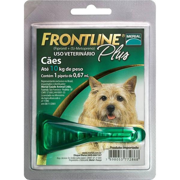 Frontline Plus Cães Até 10kg Antipulgas e Carrapatos 0,67ml Merial