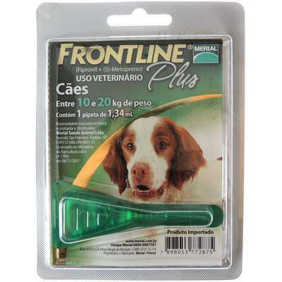 Frontline Plus para Cães de 10 a 20 Kg - Antipulgas e Carrapatos - Merial