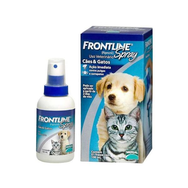 Frontline Spray 100 ML Antipulgas e Carrapatos Cães e Gatos - Merial