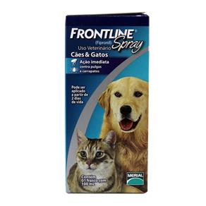 Frontline Spray 100ml Antipulgas e Carrapatos Cães e Gatos - Merial