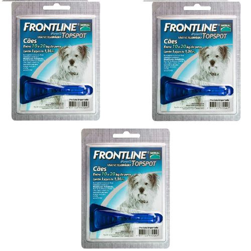 Frontline Top Spot Cães Antipulgas Merial 10 a 20kg - 03 Unidades