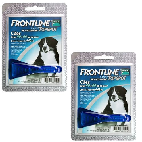 Frontline Top Spot Cães Antipulgas Merial Acima 40 a 60kg - 02 Unidades