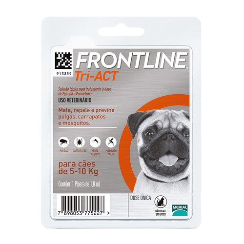 Tudo sobre 'Frontline Tri-Act para Cães 5 a 10kg com 1 Pipeta de 1,0ml'