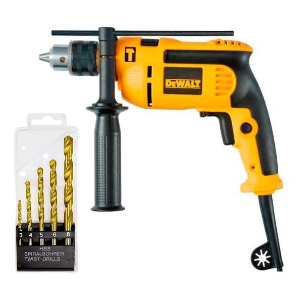 Furadeira Impacto Reversível 710w 1/2'' DWD502 DeWalt 110v e Kit 05 Brocas