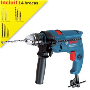 Furadeira Industrial 1/2 POL 550W com Impacto e Reversão GSB 550 RE + 14 Brocas BOSCH - 110V