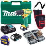 Furadeira Parafusadeira de Impacto Makita Hp331 Dbr Bivolt 12v 2 Bats C Coldre e Kit 40 Mtx Trena 5m