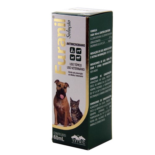 Furanil Spray 60ml Vetnil Infecções Pele Cães e Gatos