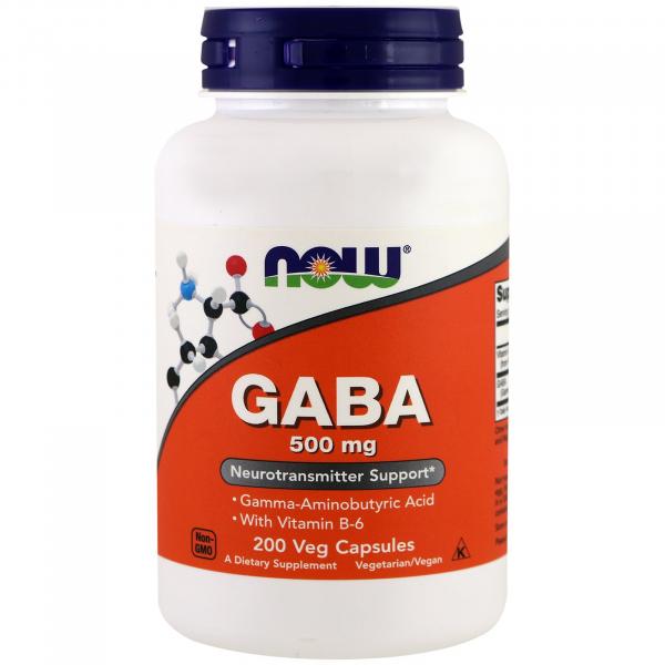 Gaba 500mg com Vitamina B6 2 Mg - 200 Cápsulas Now Foods