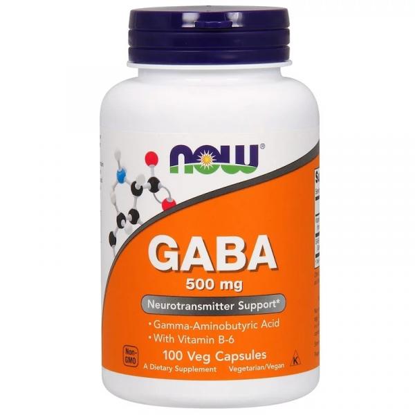 Gaba 500mg com Vitamina B6 2 Mg - 100 Cápsulas Now Foods