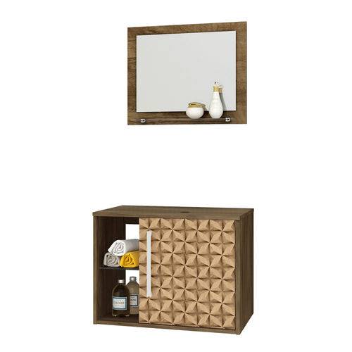 Gabinete Armario Banheiro C/ Espelho Sem Cuba Cor Madeira/3D