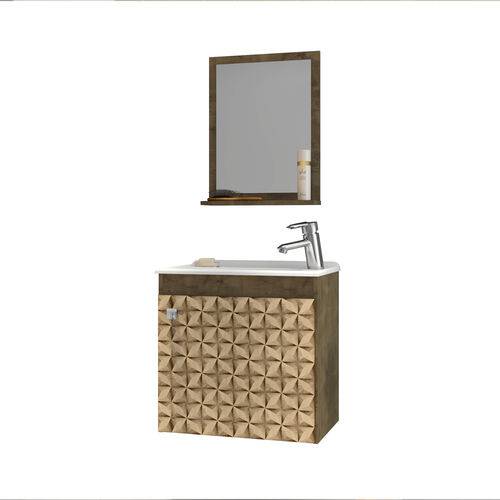 Gabinete Armário para Banheiro com Pia Siena Madeira 3D
