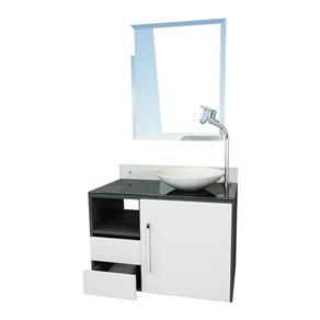 Gabinete com Espelho e Cuba Sol Texturizado - Branco