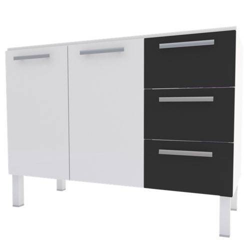 Gabinete Cozinha Cozimax Venus Flat Aço para Pia 1400 Mm Branco Preto