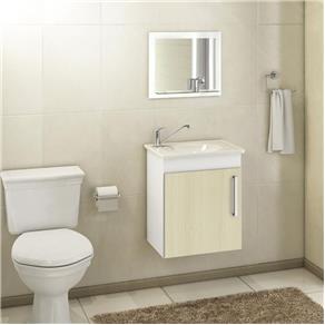 Gabinete de Banheiro Viena com Espelho - Branco/Acácia - Mgm