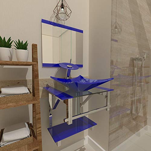 Gabinete de Vidro 45cm para Banheiro Escócia - Azul Escuro (Azul Escuro)