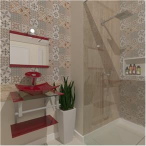 Gabinete de Vidro 45cm para Banheiro Escócia-Vermelho Cereja