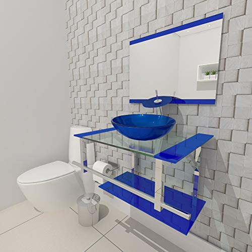 Gabinete de Vidro 60cm para Banheiro Estônia - Azul Escuro (Azul Escuro)