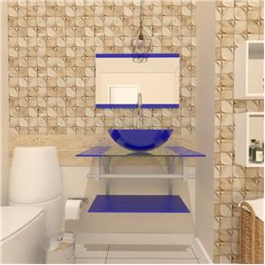 Gabinete de Vidro 60cm para Banheiro Estônia-Azul Escuro