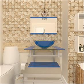 Gabinete de Vidro 60cm para Banheiro Estônia-Azul
