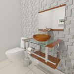 Gabinete de Vidro 60cm para Banheiro Estônia Dourado Real