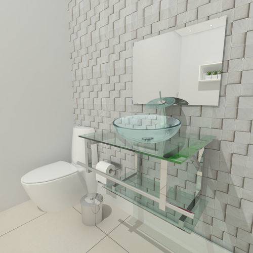 Gabinete de Vidro 60cm para Banheiro Estônia Incolor