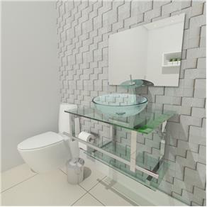Gabinete de Vidro 60cm para Banheiro Estônia Incolor