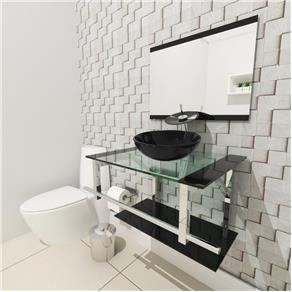 Gabinete de Vidro 60cm para Banheiro Estônia Preto