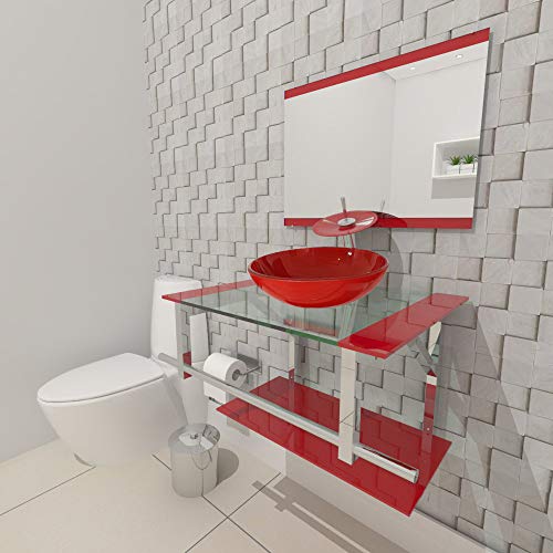 Gabinete de Vidro 60cm para Banheiro Estônia - VermelhoFerrari (VermelhoFerrari)