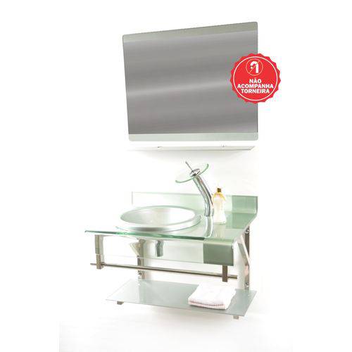 Gabinete de Vidro 70cm para Banheiro Turquia Prata