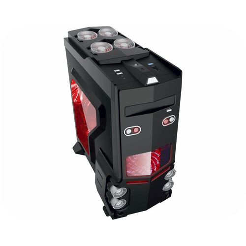 Gabinete Gamer CG-0AH6 Preto com Ventilação Frontal Led Vermelho K-MEX