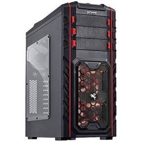 Gabinete Mid Tower Pegasus 02 Coolers Led Vermelho Frontal 01 Cooler Traseiro PCYes