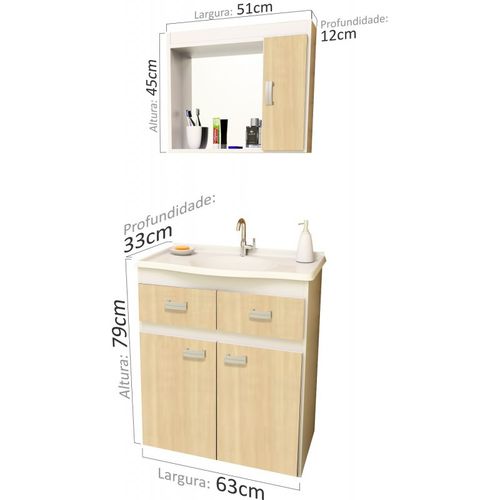 Gabinete para Banheiro Carrara Sem Espelheira